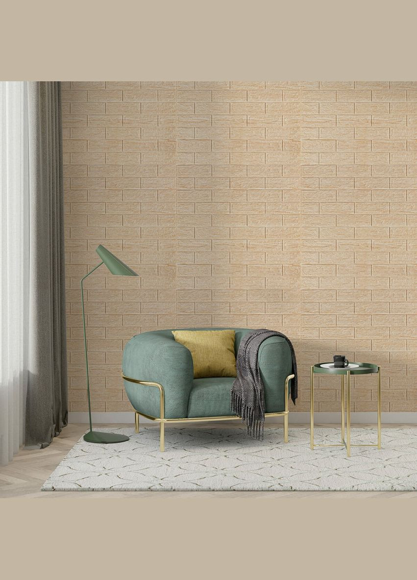 Самоклеюча декоративна 3D панель під цеглу бежева смужка 700х770х5мм (184) SW-00000489 Sticker Wall (316101219)