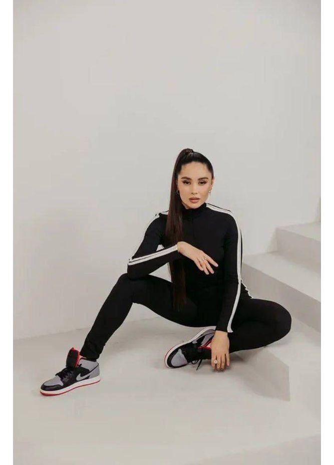 Комбинезон из микродайвинга без утепления с лампасами – ЗАМЕРЫ В ОПИСАНИИ DK/DL Мода без кордонів полоска чёрный повседневный дайвинг