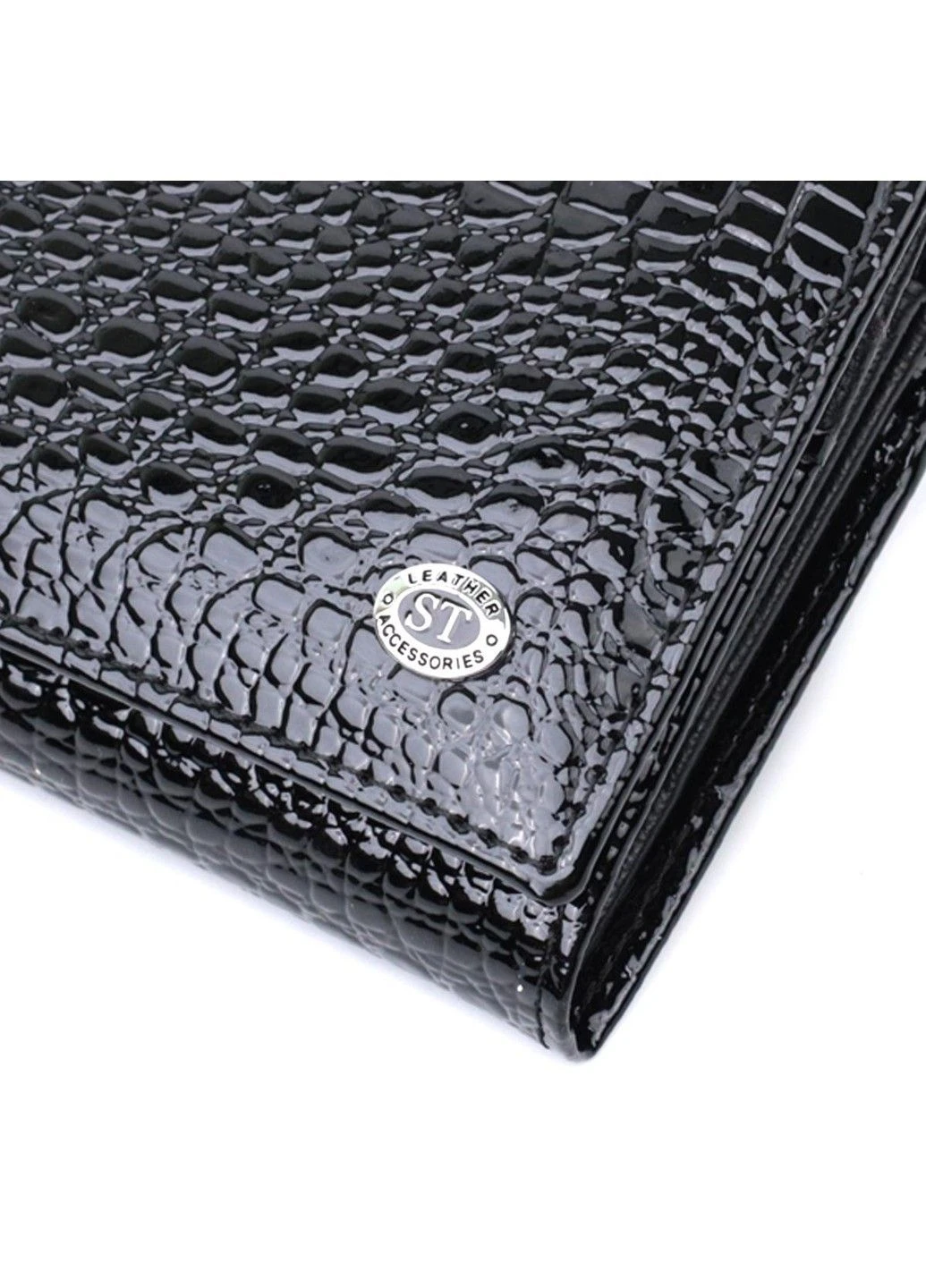 Женский кошелек из натуральной лакированной кожи 22679 Черный st leather (385208577)