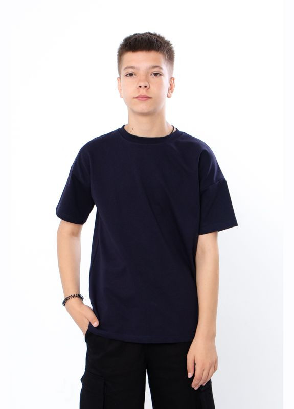 Темно-синяя летняя футболка для мальчика (подростковая) (p-14531) Носи своє