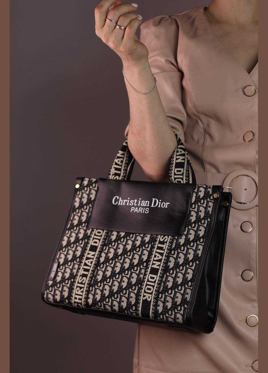 Жіноча сумка Cristian Dior black with beige, женская сумка, Крістіан Діор чорного та бежевого кольору No Brand (307925695)