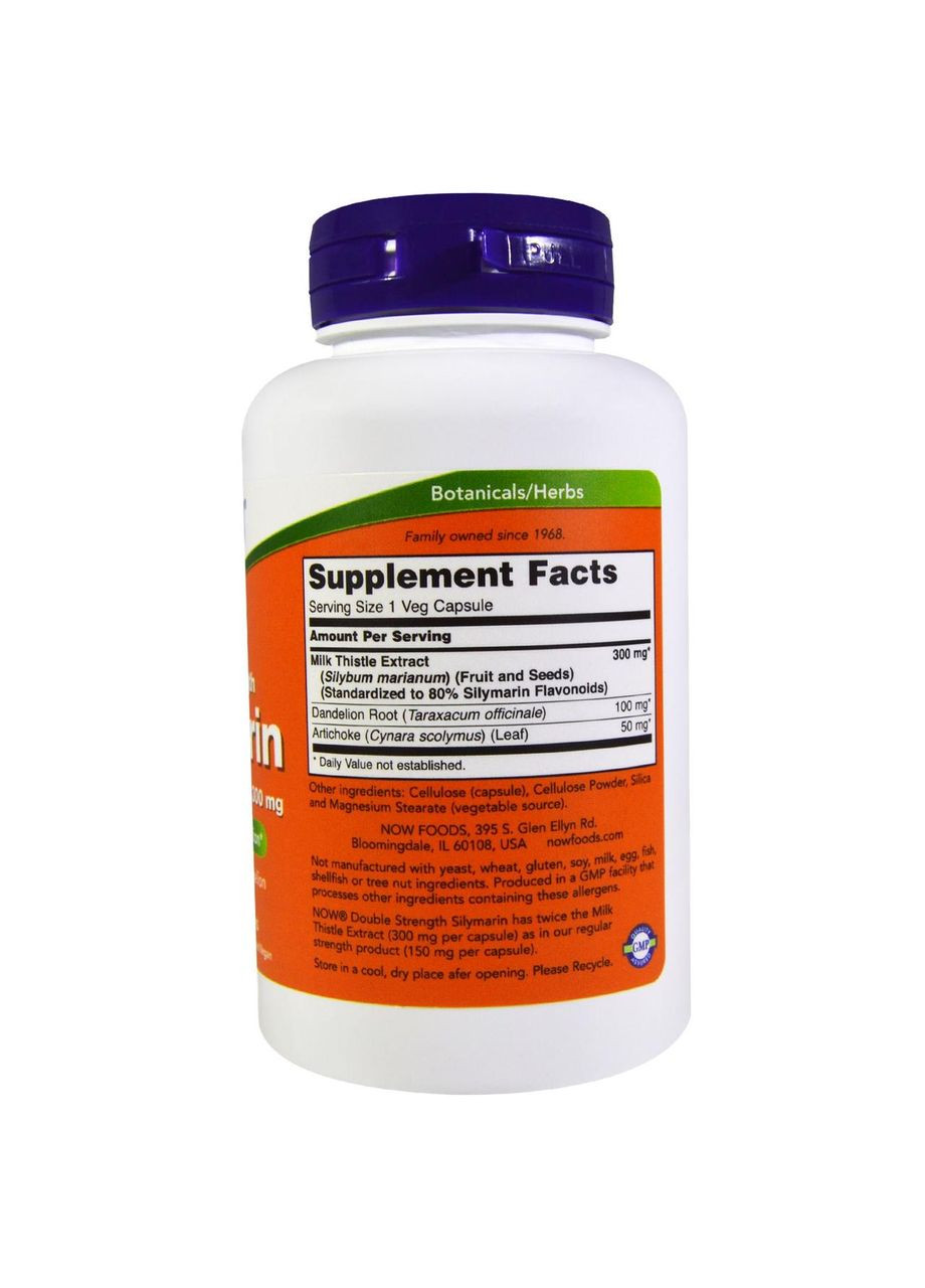 Силімарин, розторопша (Silymarin),, екстракт, 300 мг, 100 капсул Now Foods (364312935)
