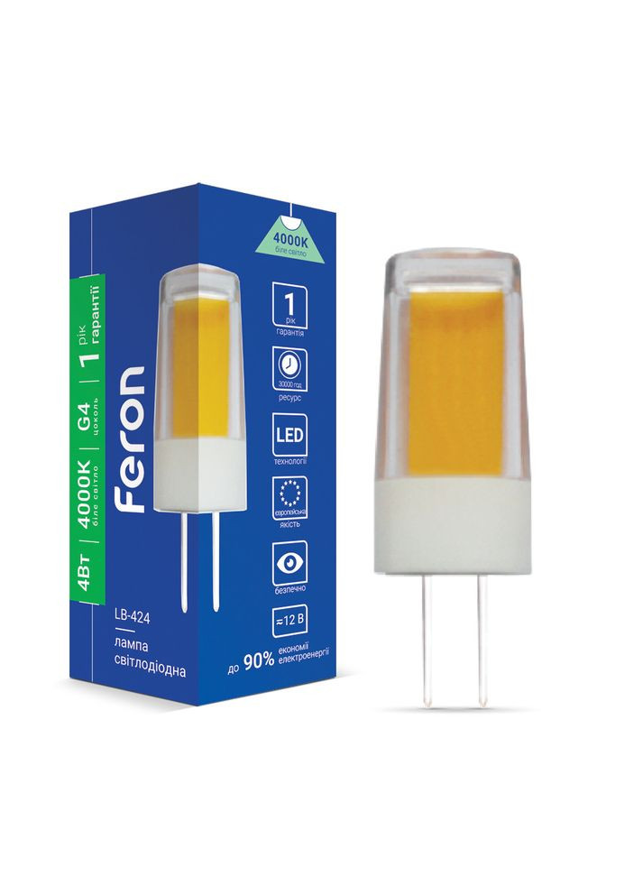 Світлодіодна лампа LB-424 4Вт G4 4000K 12V Feron (361066857)