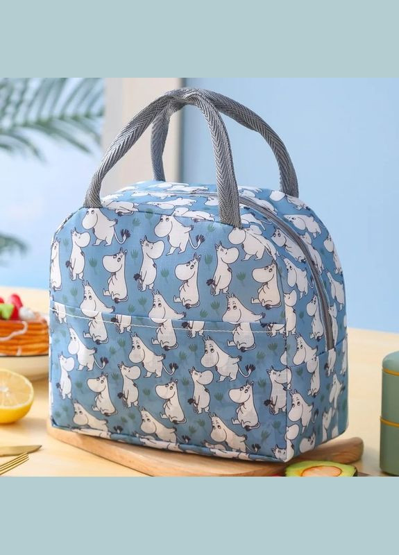 Сумка для ланча (ланч бэг) Муми-Троль на молнии с карманом, голубая More (299715977)