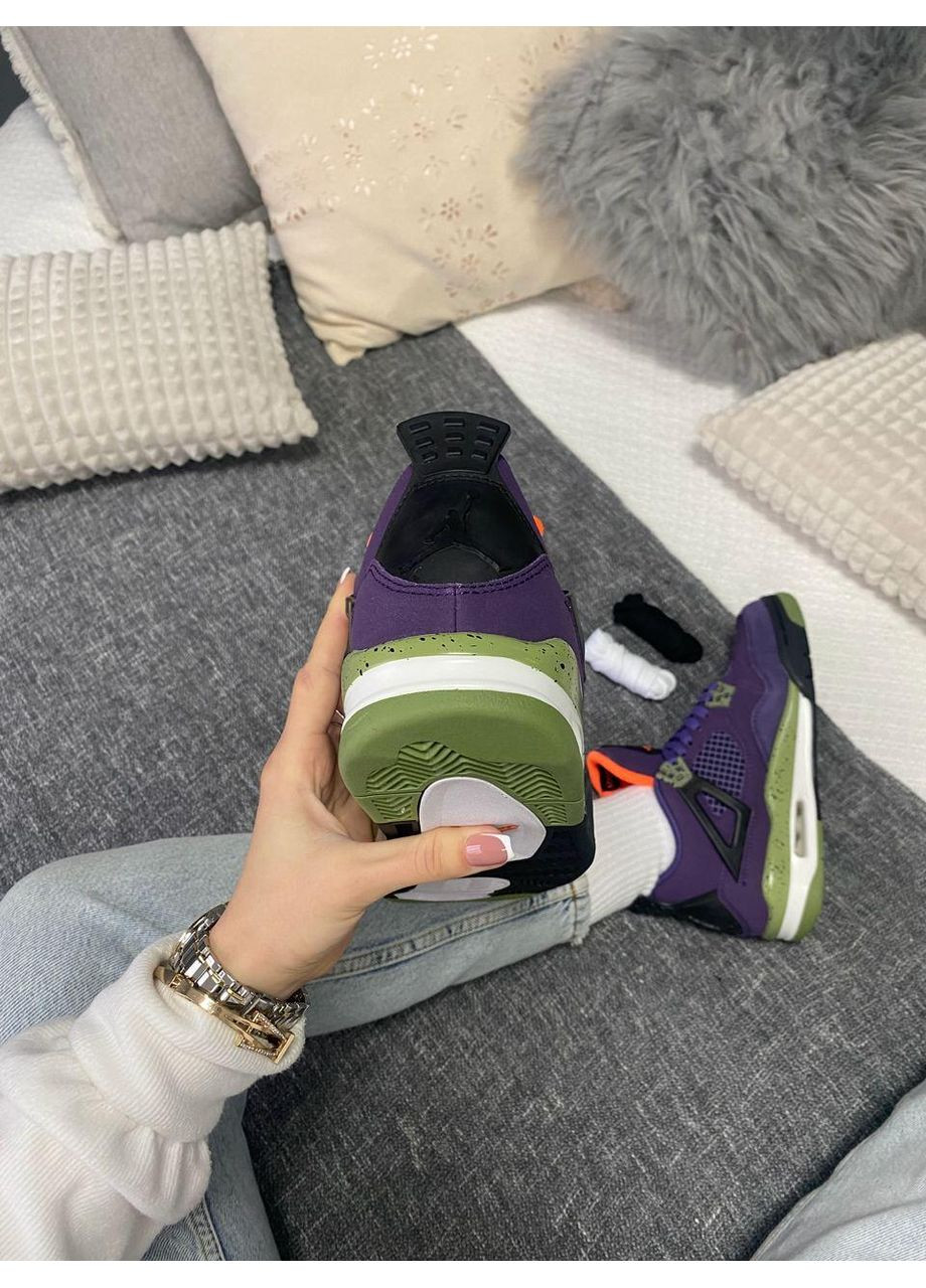 КРОССОВКИ ЖЕНСКИЕ NIKE AIR JORDAN RETRO 4 CANYON PURPLE НАЙК АИР ДЖОРДАН No Brand фиолетовые демисезоны (368867457)