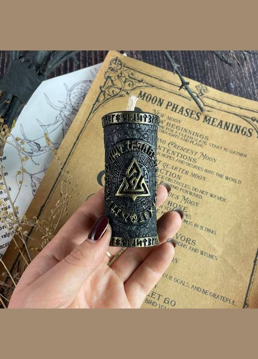 Воскова чорна свічка - Оберіг з рунами 5Candles (322347573)