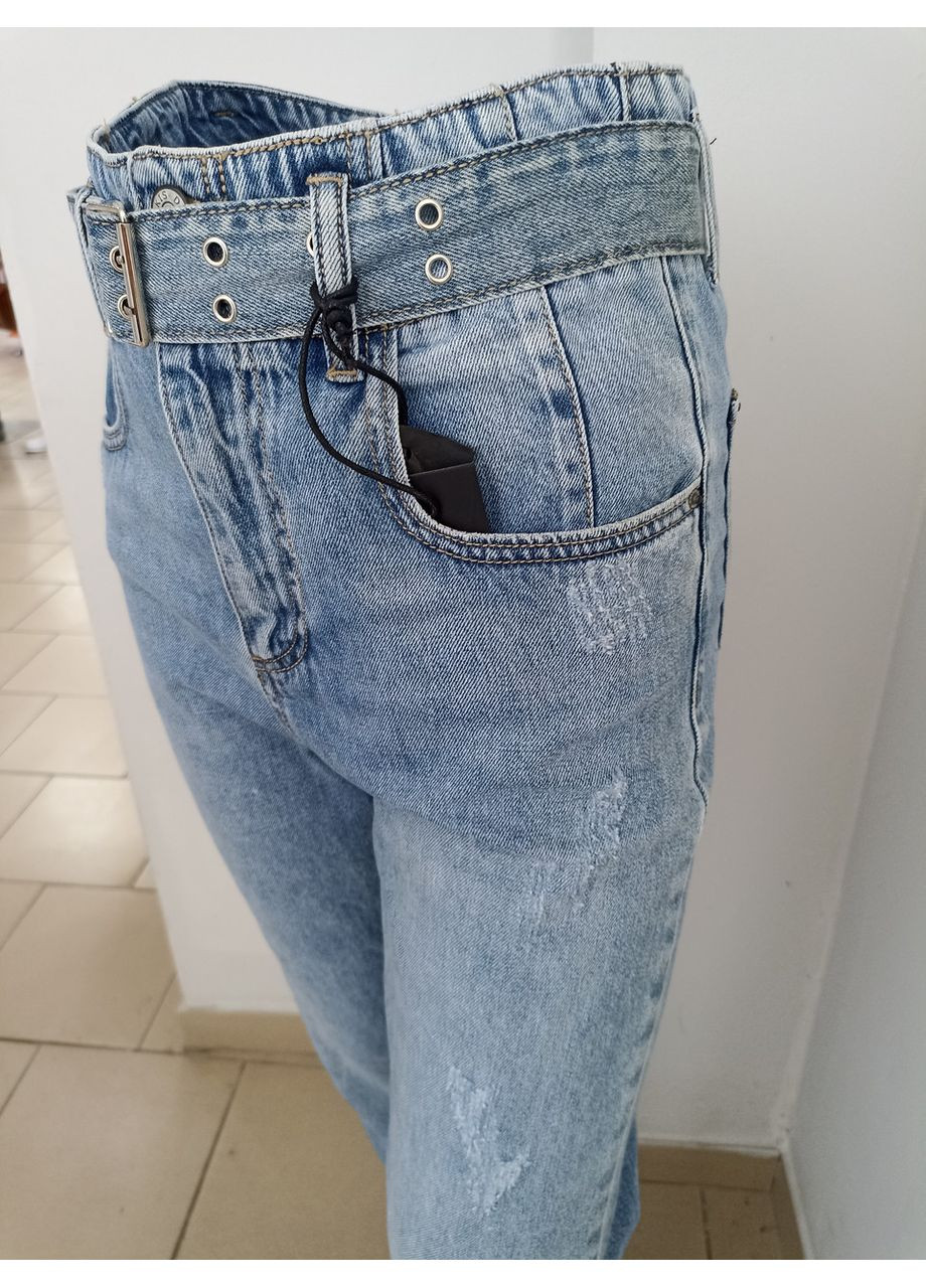 Джинси Dimarkis Day жіночі котон літні висока посадка 33 блакитні No Brand - (363053969)