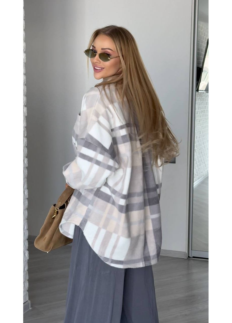 Лавандовая спортивная, повседневный, кэжуал рубашка в клетку FINO Mode с длинным рукавом