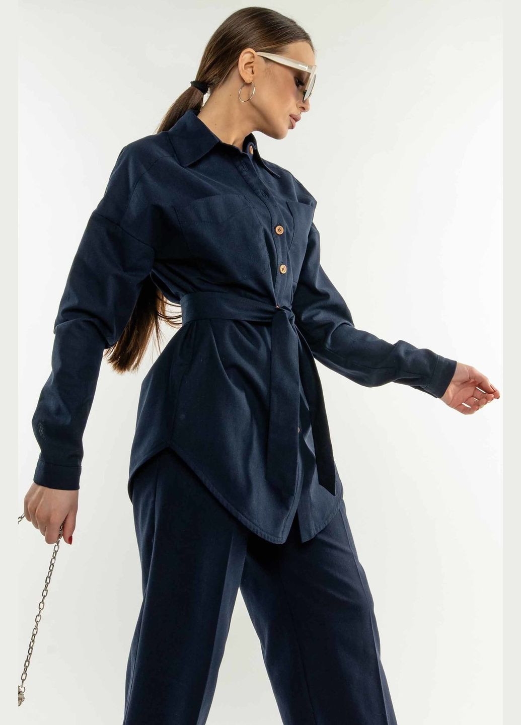 Темно-синяя кэжуал, классическая рубашка RiMari