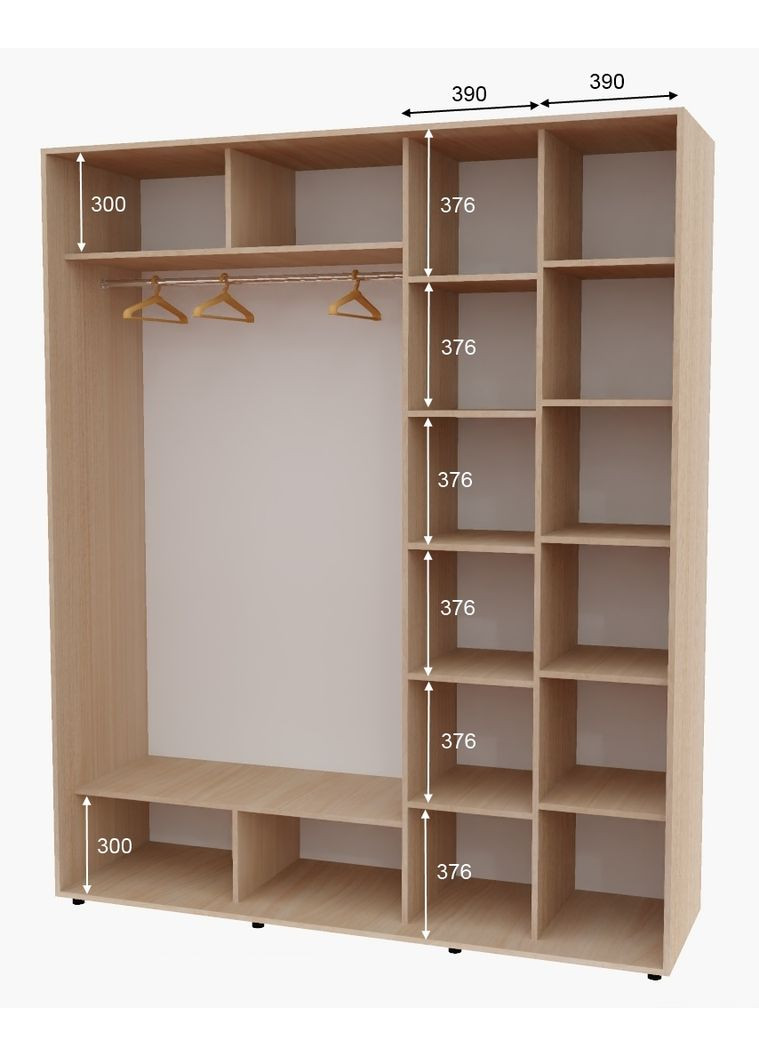 Шафа-купе дводверна 200*60*240 см Дуб молочний 2 двері Дзеркало Алекса (356771680)