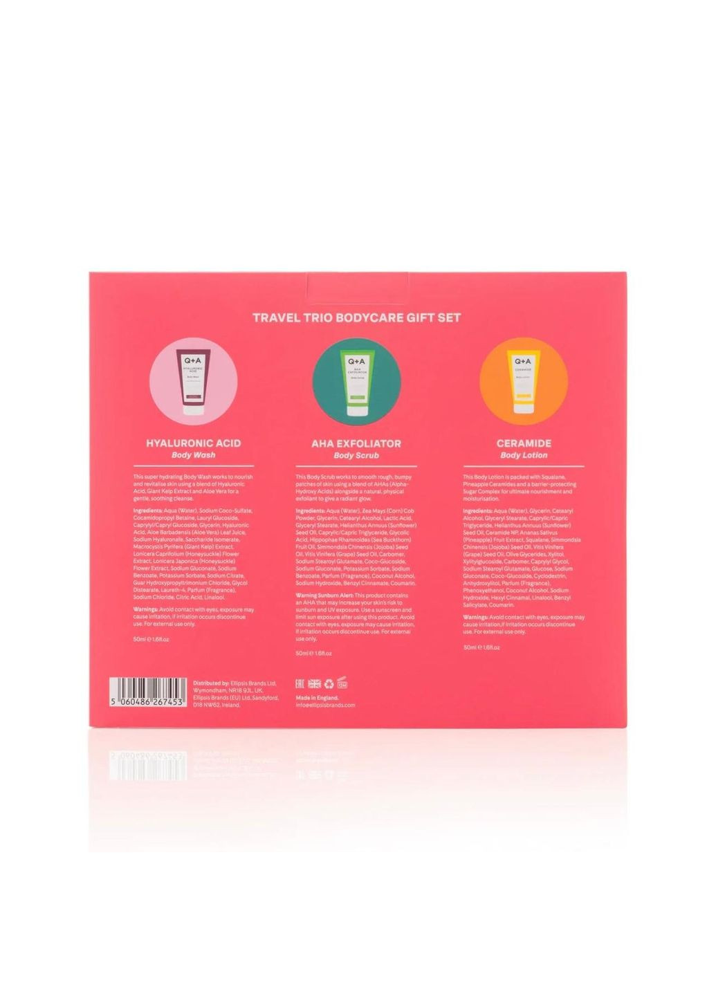 Подарунковий набір Travel Trio (гель, скраб та лосьйон), 50 мл * 3 од. Q+A (333980938)