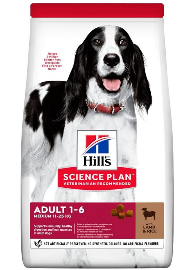 Сухий корм для дорослих собак середніх порід Science Plan Adult Medium Breed з ягнятком та рисом 14 кг Hill's (315825244)