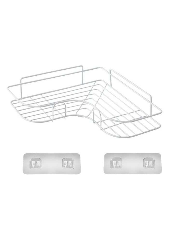 Кутова настінна поличка для ванної самоклеюча біла (NR0147_2) No Brand (315885392)