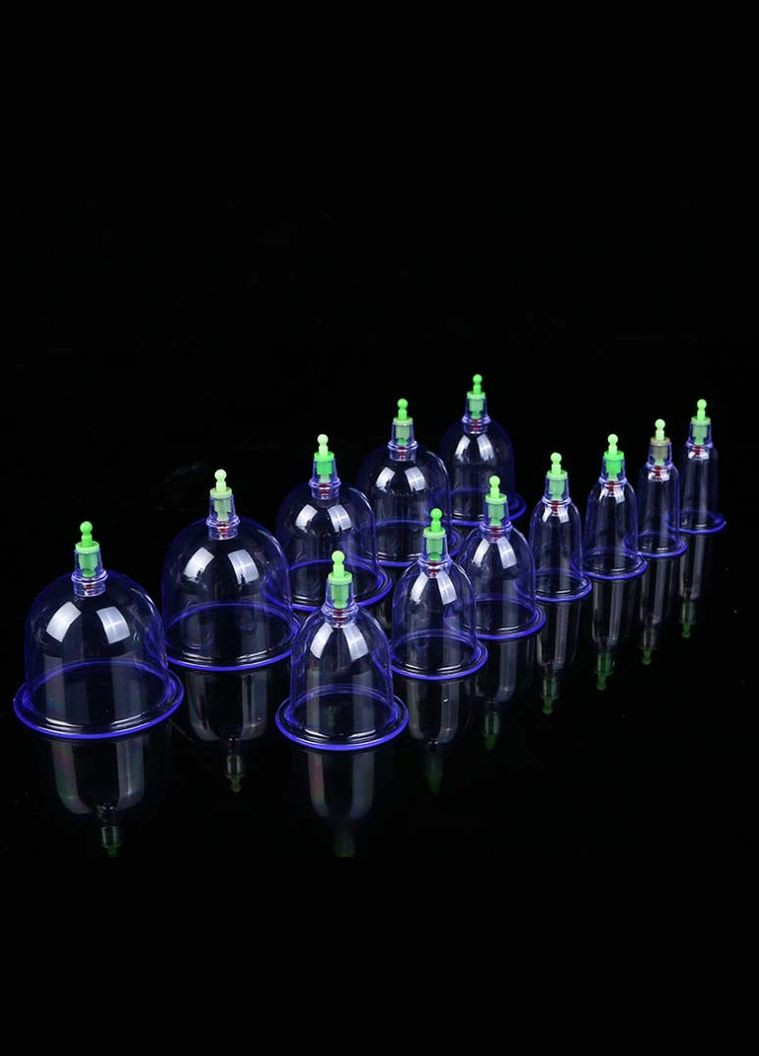 Набір масажних банок 12 штук із вакуумним пістолетом No Brand (370957706)