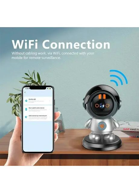 Поворотная беспроводная видеокамера Wi-Fi-видеоня 2K ART 8936 с датчиком движения и поворотом на 355 градусов Grant (363833330)