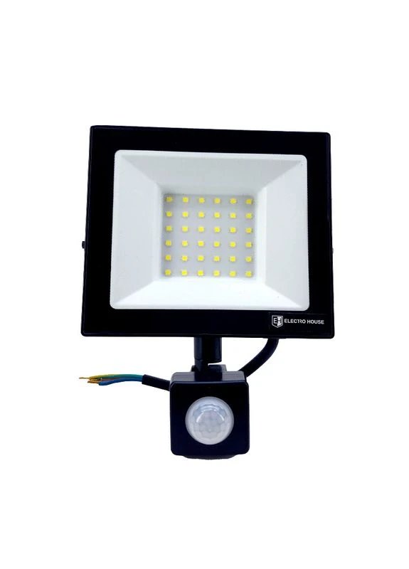 LED прожектор з датчиком руху 50Вт SMD5730, холодний білий 6500К, 4500 Лм Electro House (397827345)