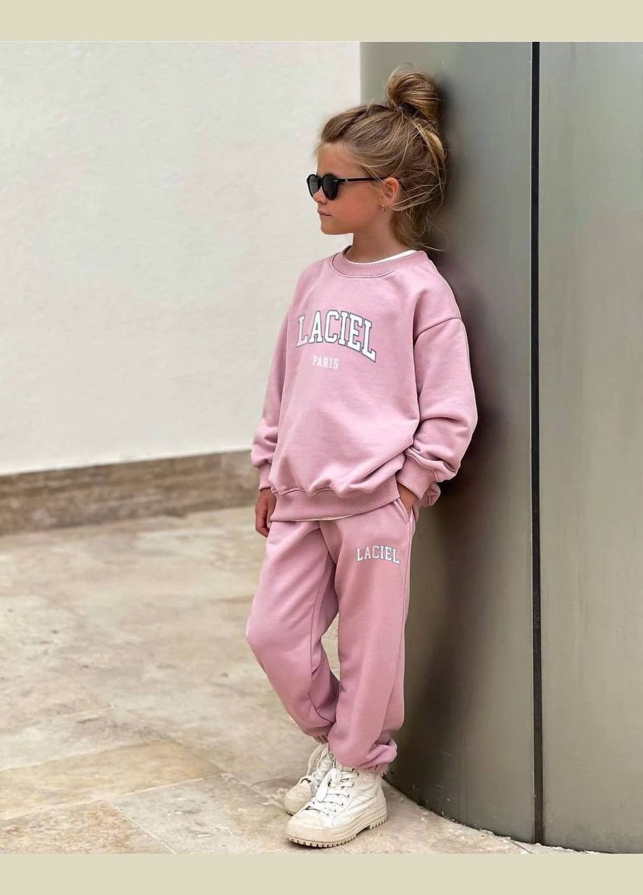 Рожевий костюм (світшот+брюки) 3-нитка paris La'ciel