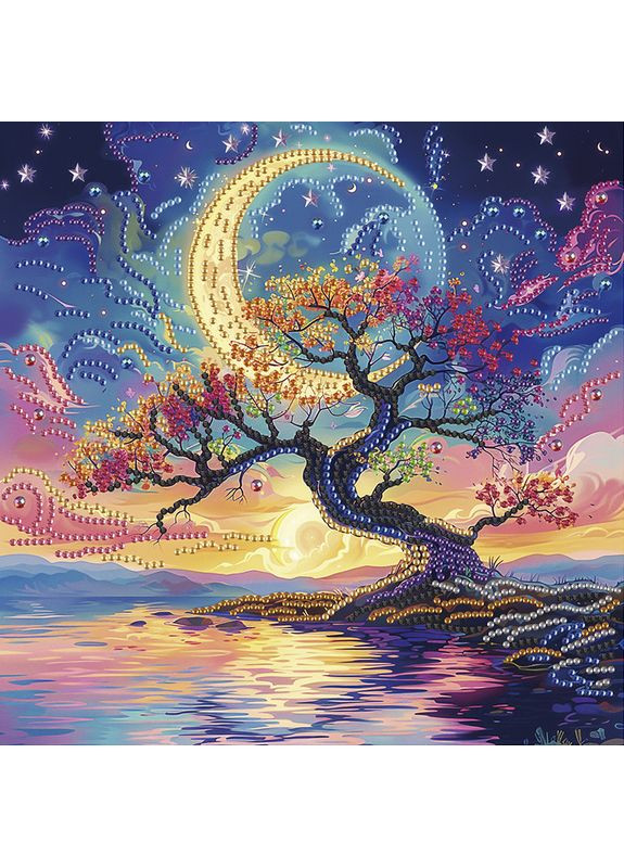 Алмазная мозаика "Дерево в лунном сиянии" BH019 неполная выкладка 25х25 см Brushme (368755425)
