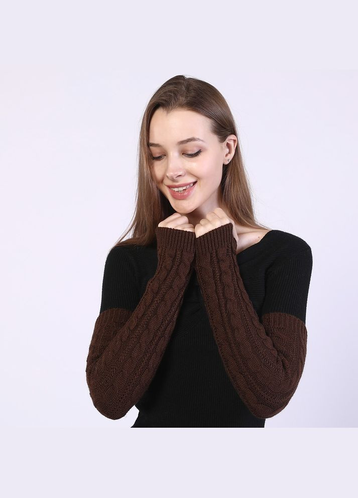 Мітенки в'язані без пальців коричневі One Size No Brand (308250709)