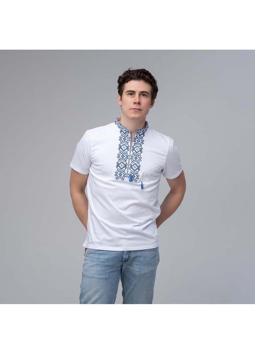 Комбинированная мужская вышитая футболка Melanika узор украинская символика прямой, приталенная хлопок, эластан (363318706)