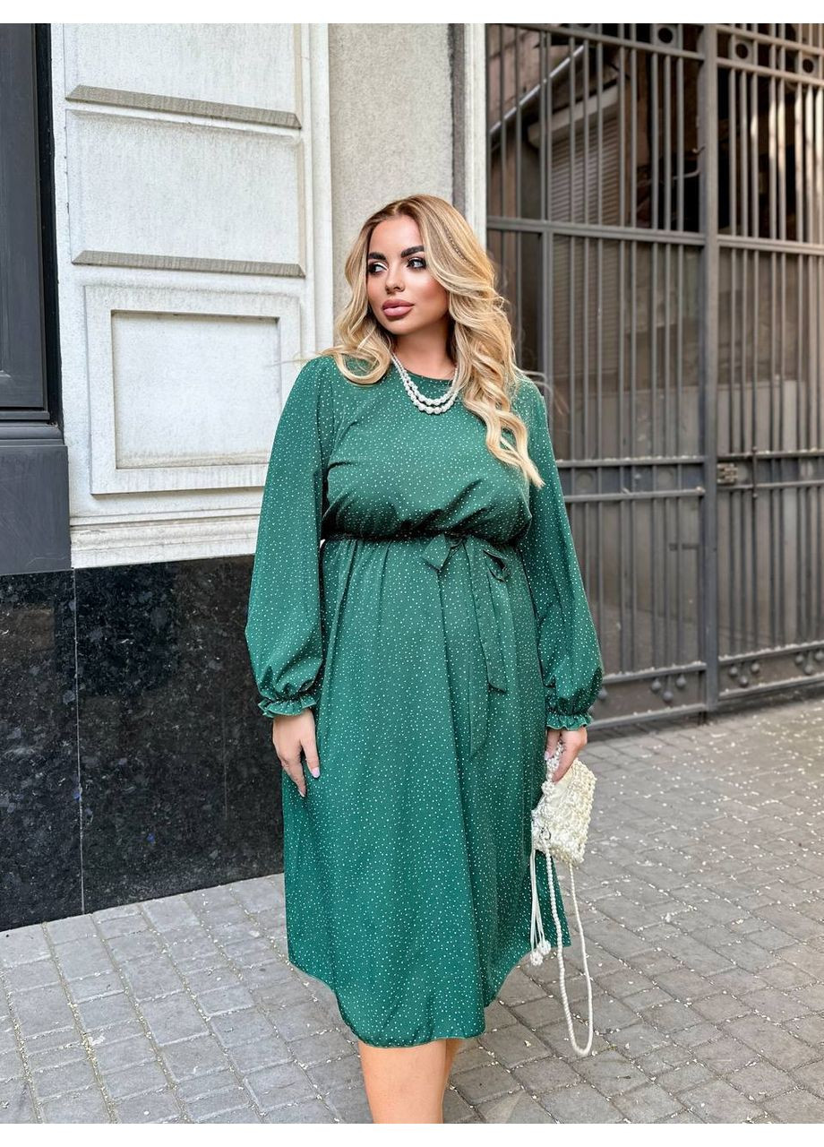 Зелена сукня софт,легка та комфортна,з ременем та резинка на талії Україна