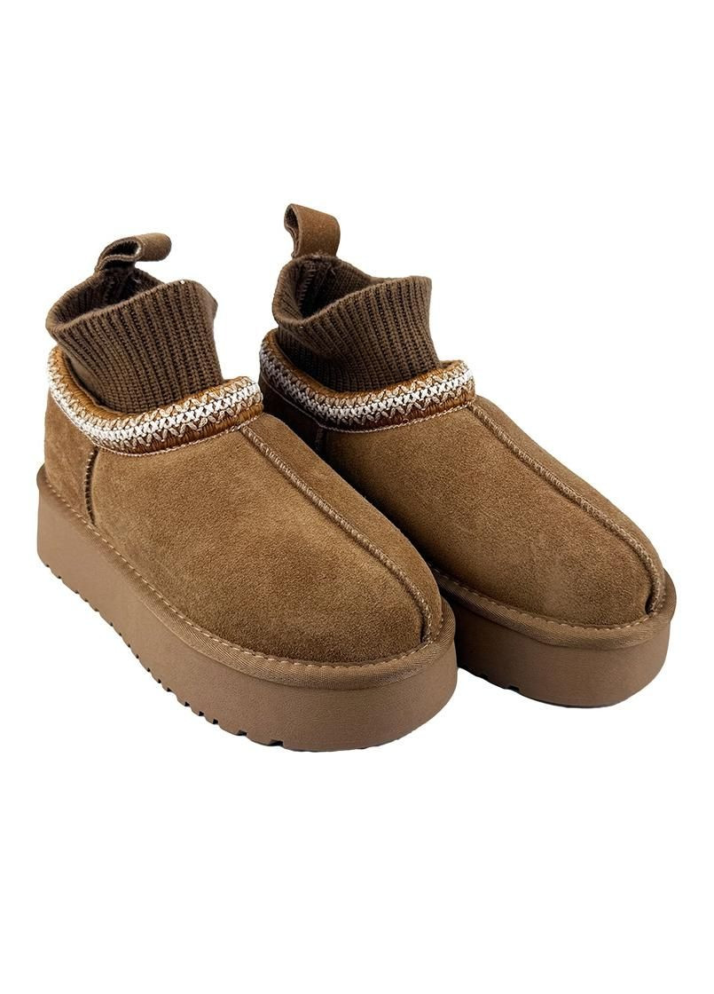 Уггі жіночі замшеві на платформі коричневі 10515-40 No Brand (353304810)