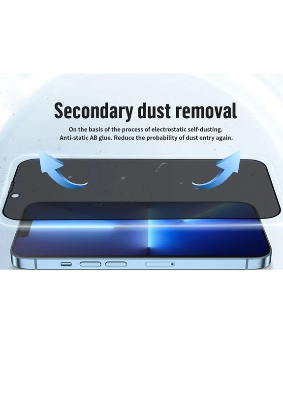 Защитное 2.5D стекло Full Cover Anti-Peep для Apple iPhone 13 Pro / 13 / 14 / 16e / 17e (6.1") Blueo (386290848)