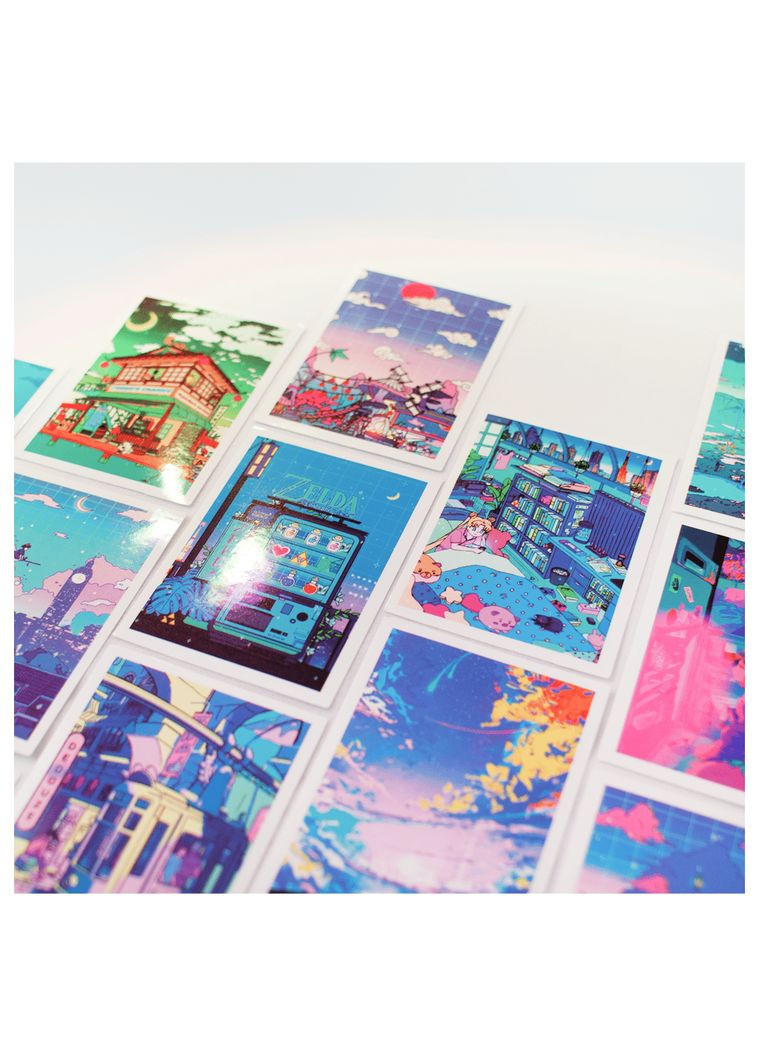 Набор атмосферных стикеров 30 рандом ярких наклеек японский стиль Аниме Эстетика на ноут телефон влагостойкие природа ретро No Brand (323224285)