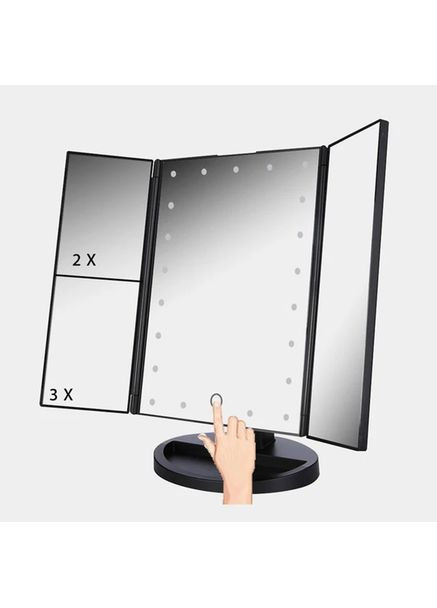 Косметичне дзеркало книжка з підсвіткою 3pcs mirror 22 LED(Чорне) з кутом нахилу 180 градусів Po Fanu (368833488)