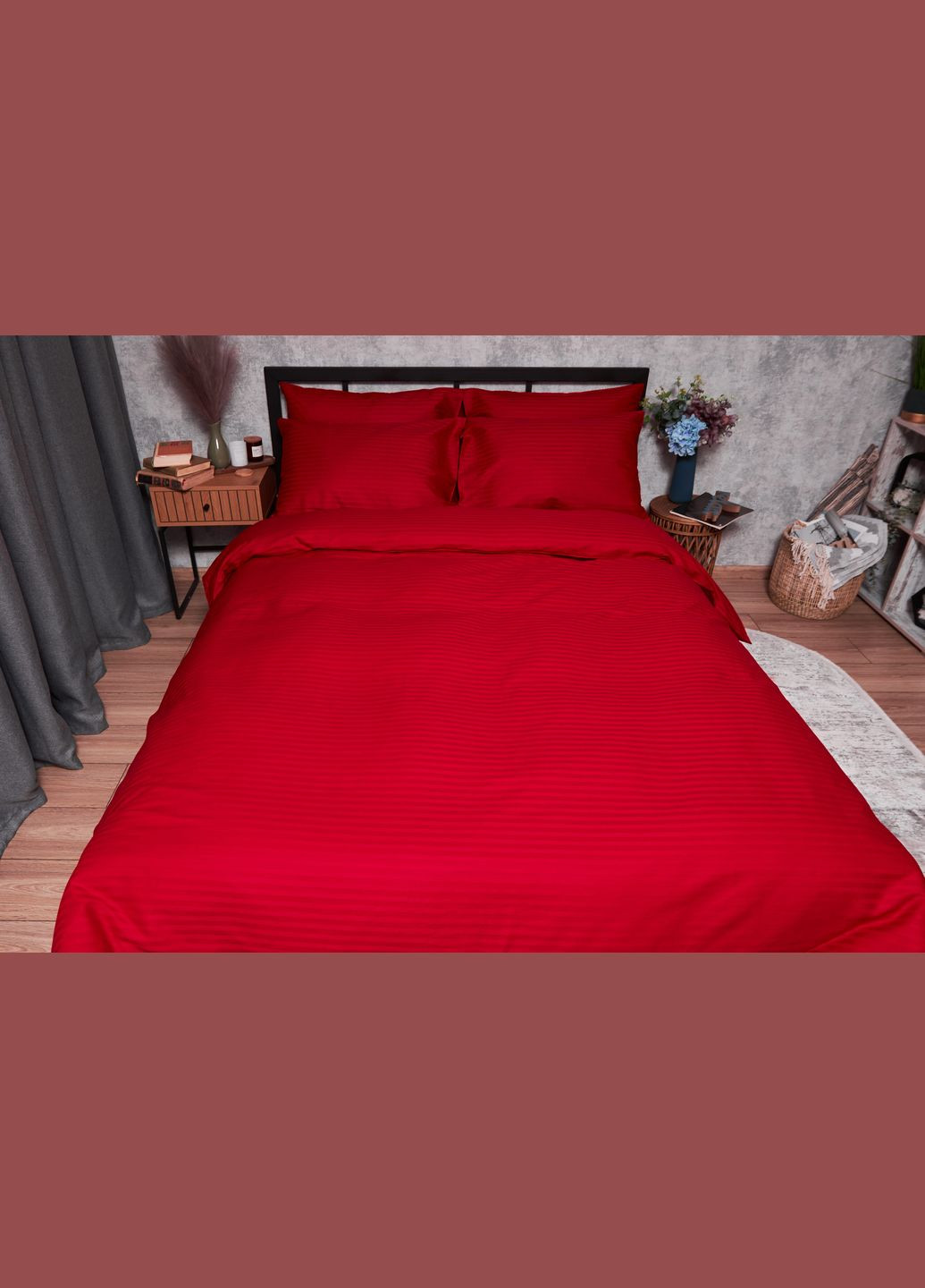 Комплект постельного белья Satin Stripe семейный 160х220х2 наволочки 2х70х70 (MS-820003602) Moon&Star stripe red (288043998)