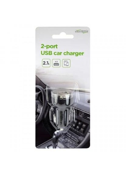 Зарядний пристрій (EGU2C2A-CAR-02) EnerGenie usb 2.1a black (268147543)