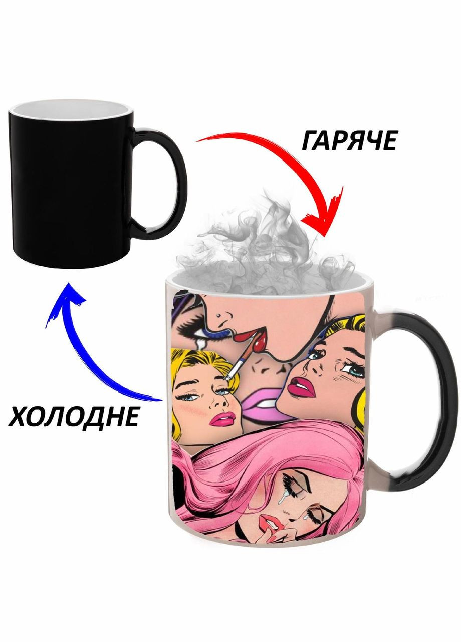 Чашка хамелон (кухоль, горнятко) Арт #0208 Чорна 330 мл No Brand (323470561)