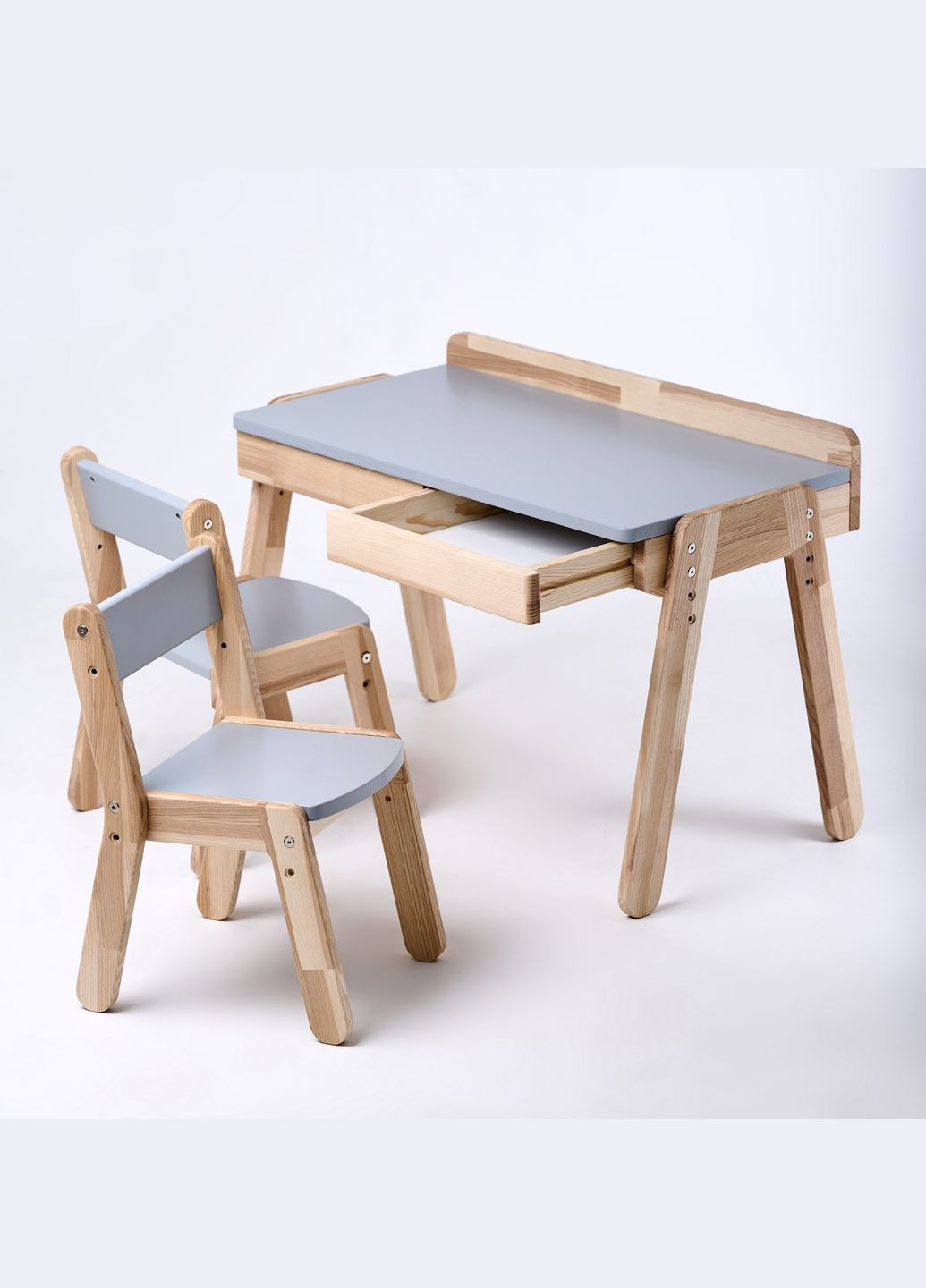 Детский столик с выдвижными ящиками и два стульчика для детей 2-7 лет Серый Tatoy (292303180)