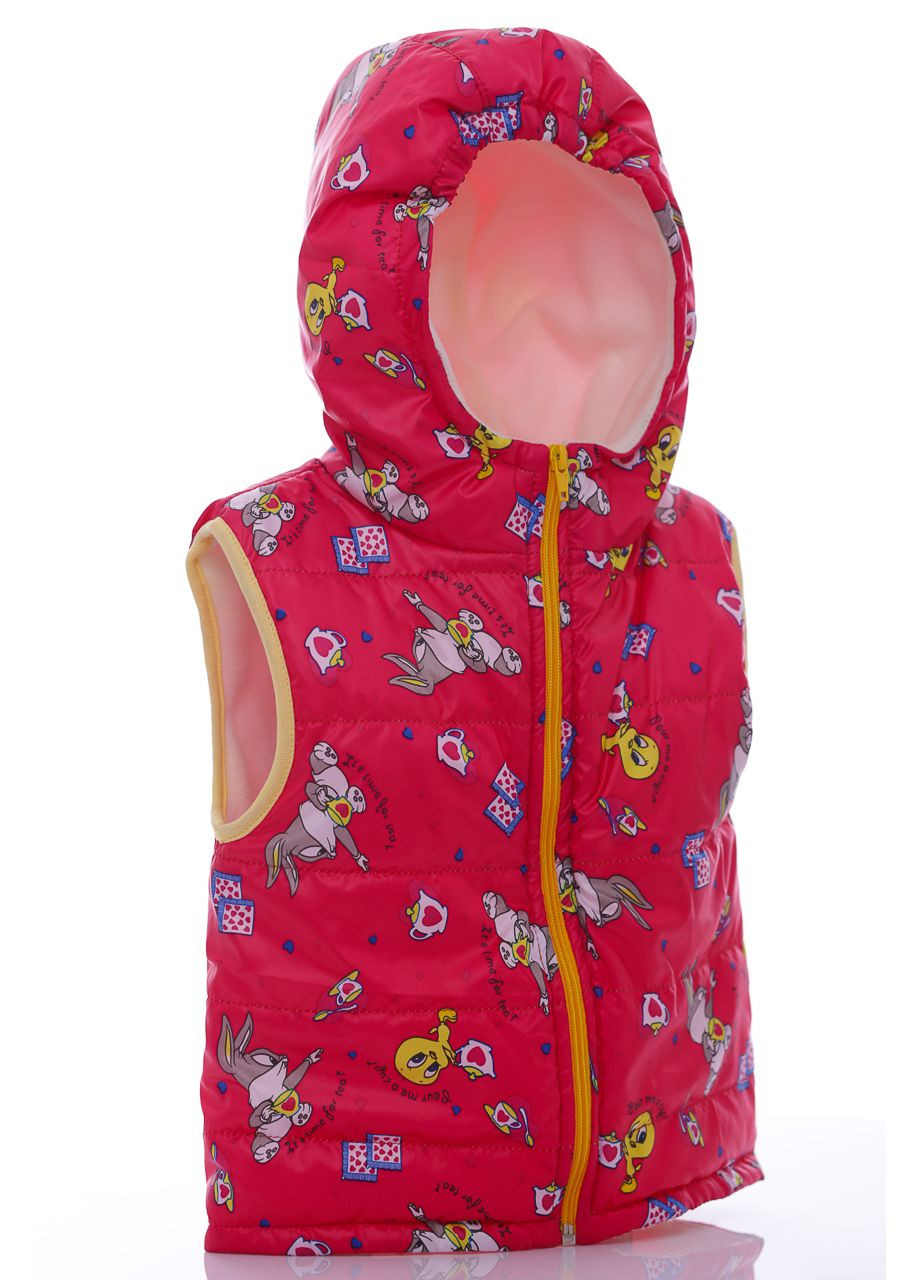 Жилетка для девочки на флисе с капюшоном Зайчик малиновый см (43270) BABYKROHA (297200386)