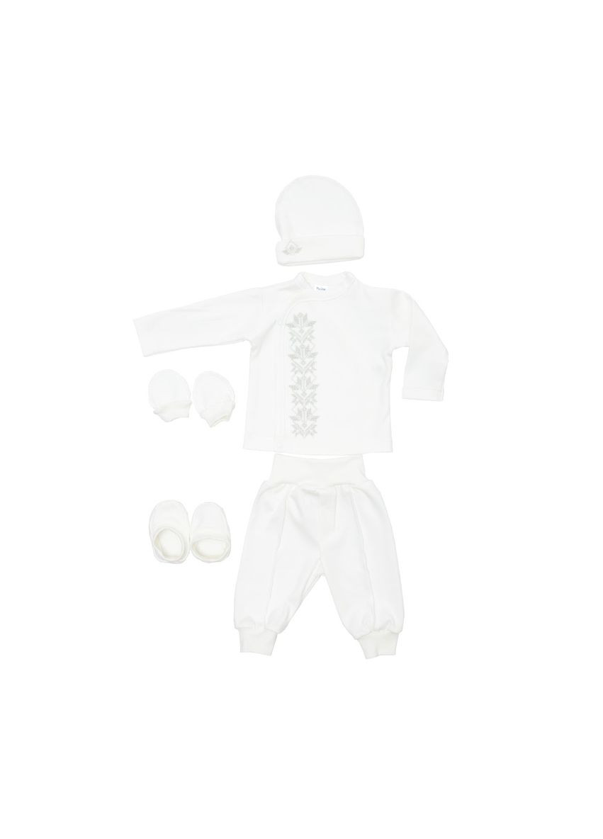 Хрестильний набір для хлопчика з світло-сірою вишивкою, р.62, світло-бежевий () Twins TCB62E-101 (354178668)