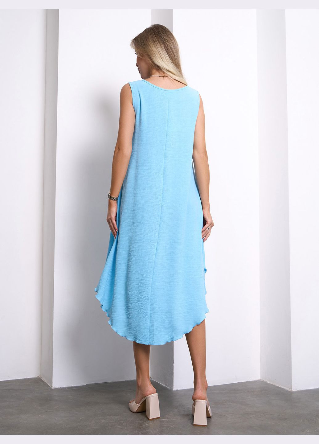 Блакитна повсякденний сукні а-силует ISSA PLUS однотонна
