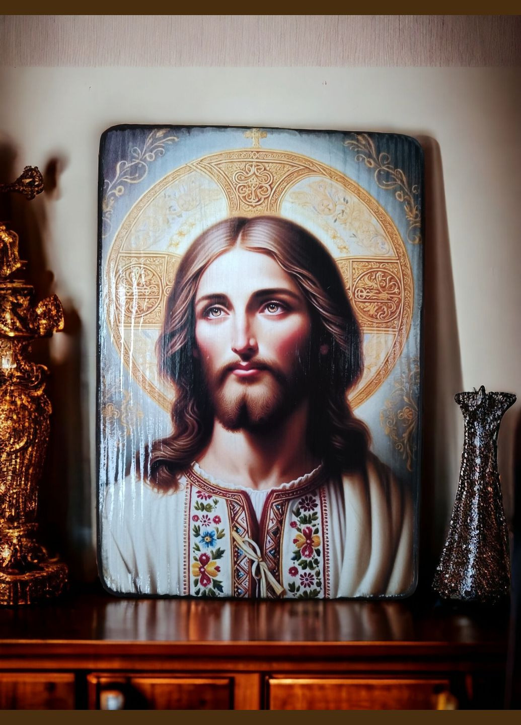 Дерев'яне панно- на стіну Ісус Христос Handmade ікона (294335101)