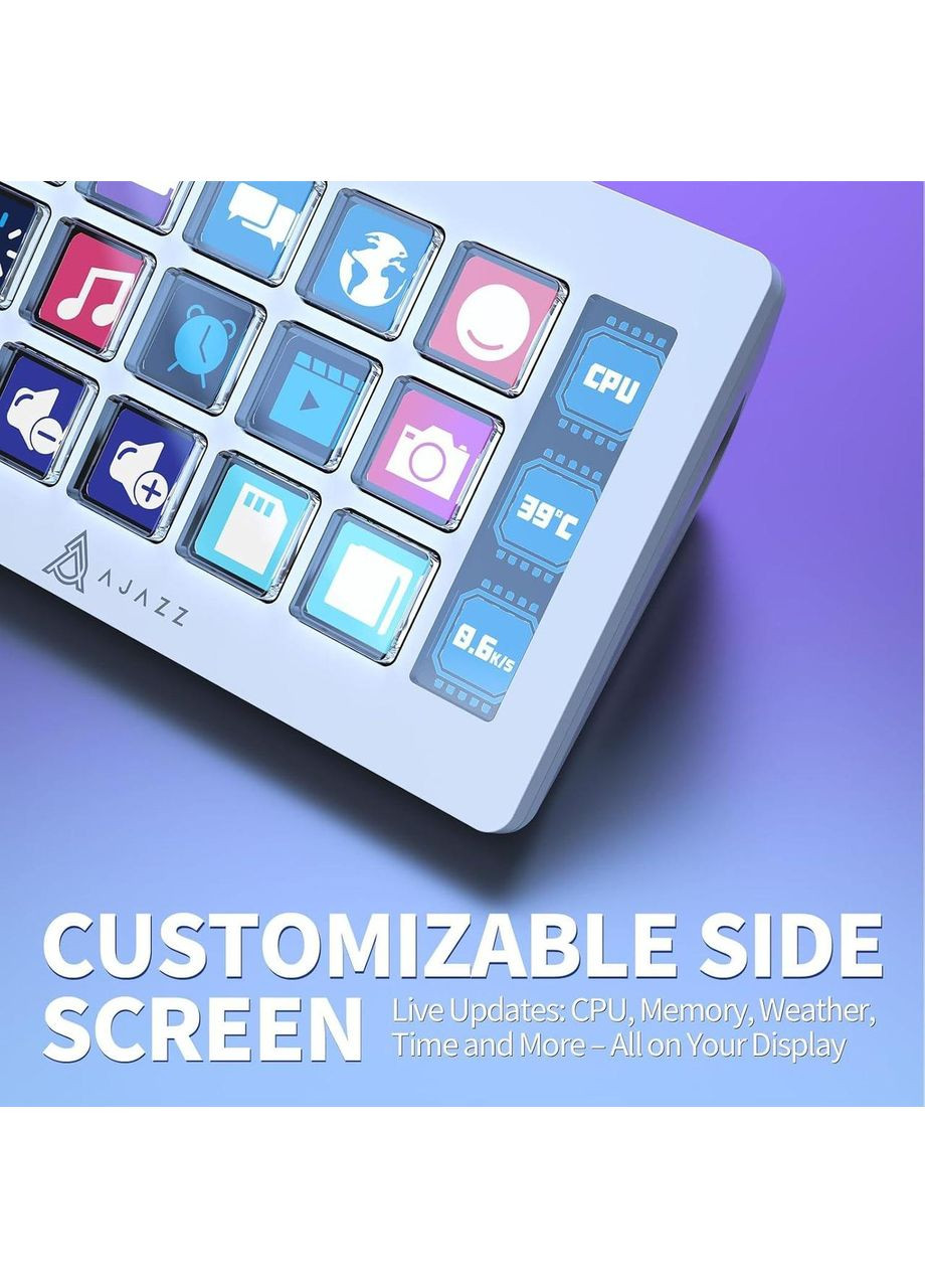 Программируемая LCD Клавиатура AKP153 White, Для стриминга, монтажа, управления медиа и макросов Ajazz (370202840)