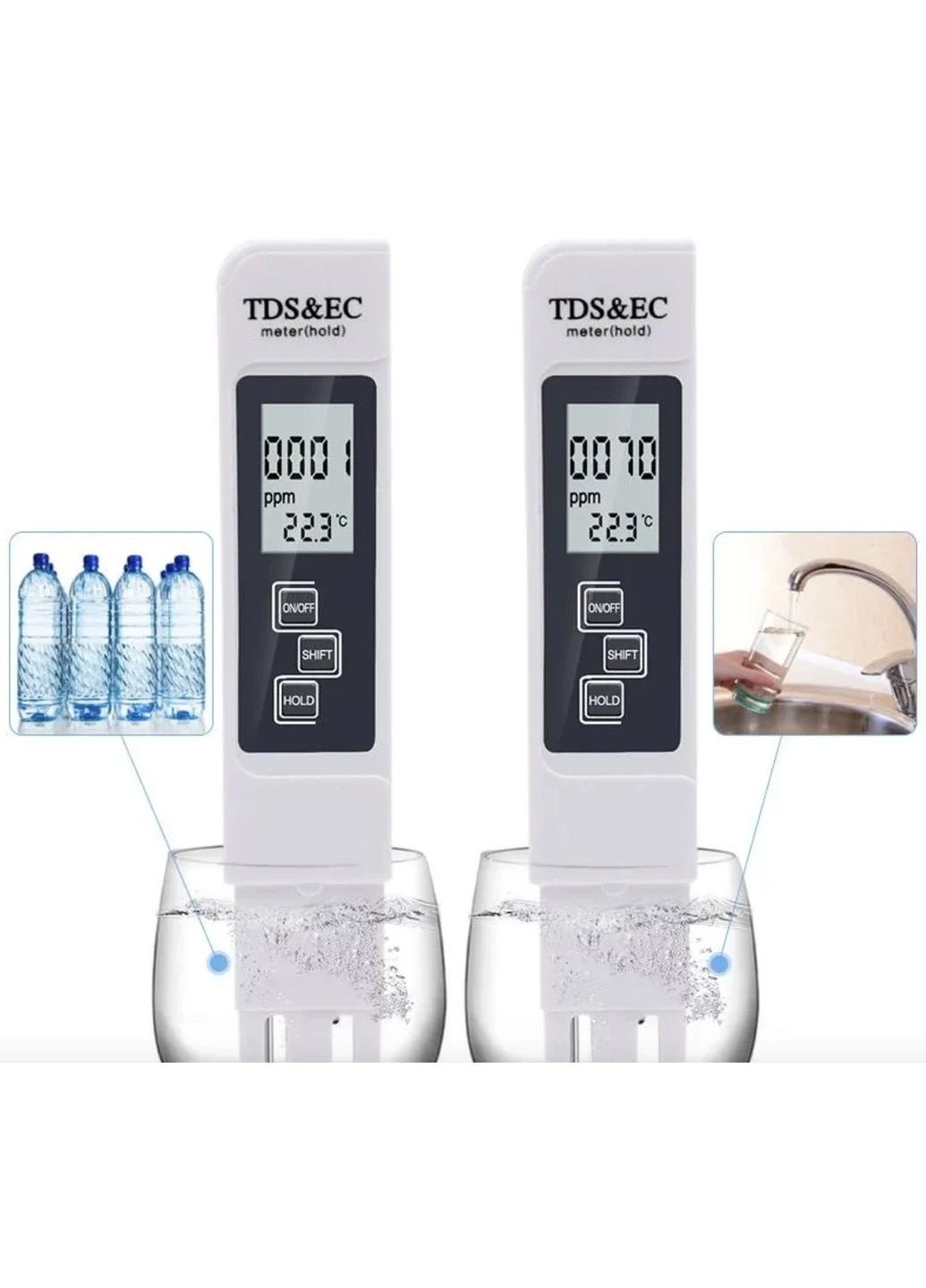 Цифровой тестер качества воды измеритель TDS EC и температуры No Brand (369623698)