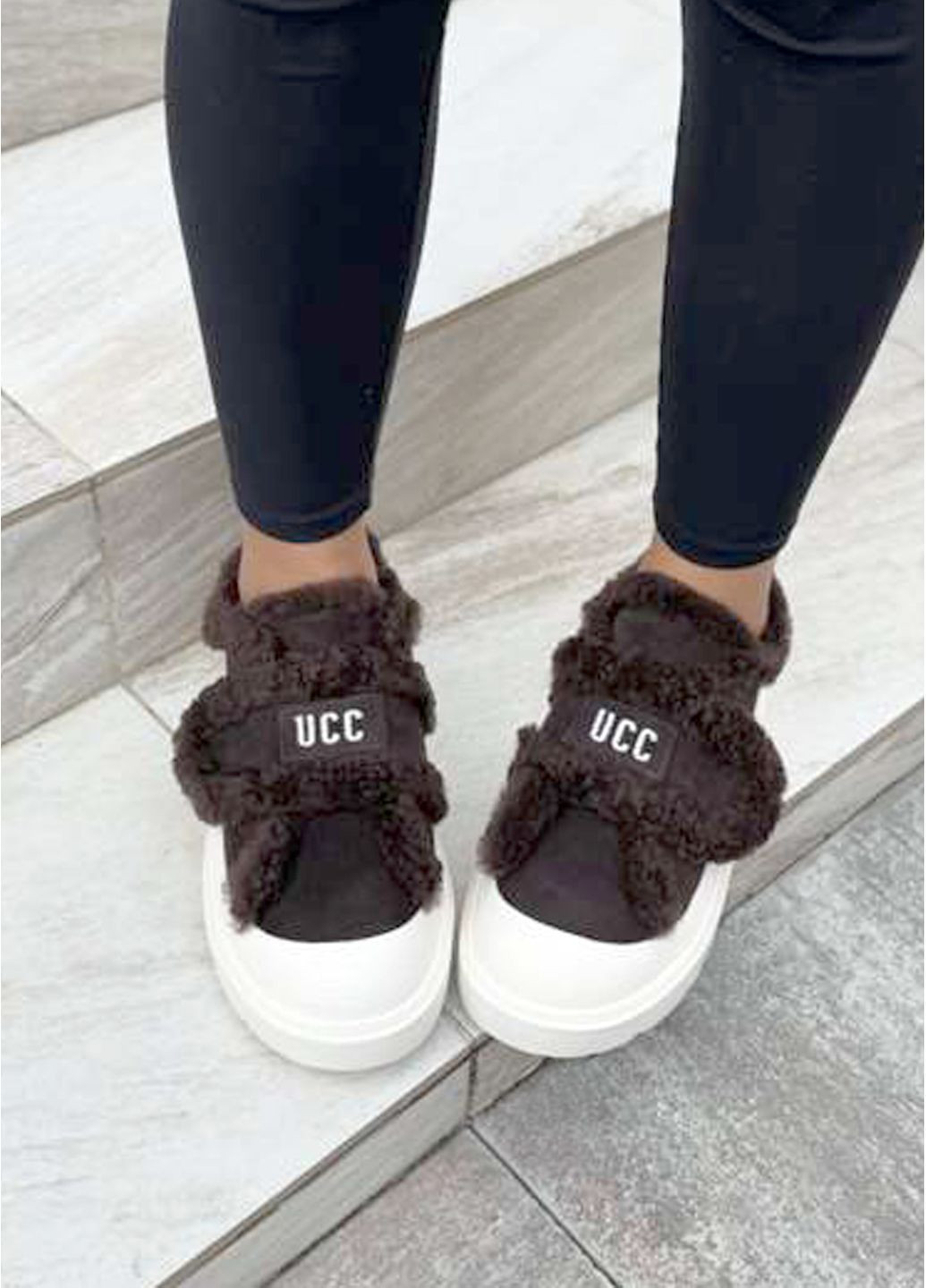 Угги женские короткие коричневые на липучках из натурального замша. Fashion (364274825)