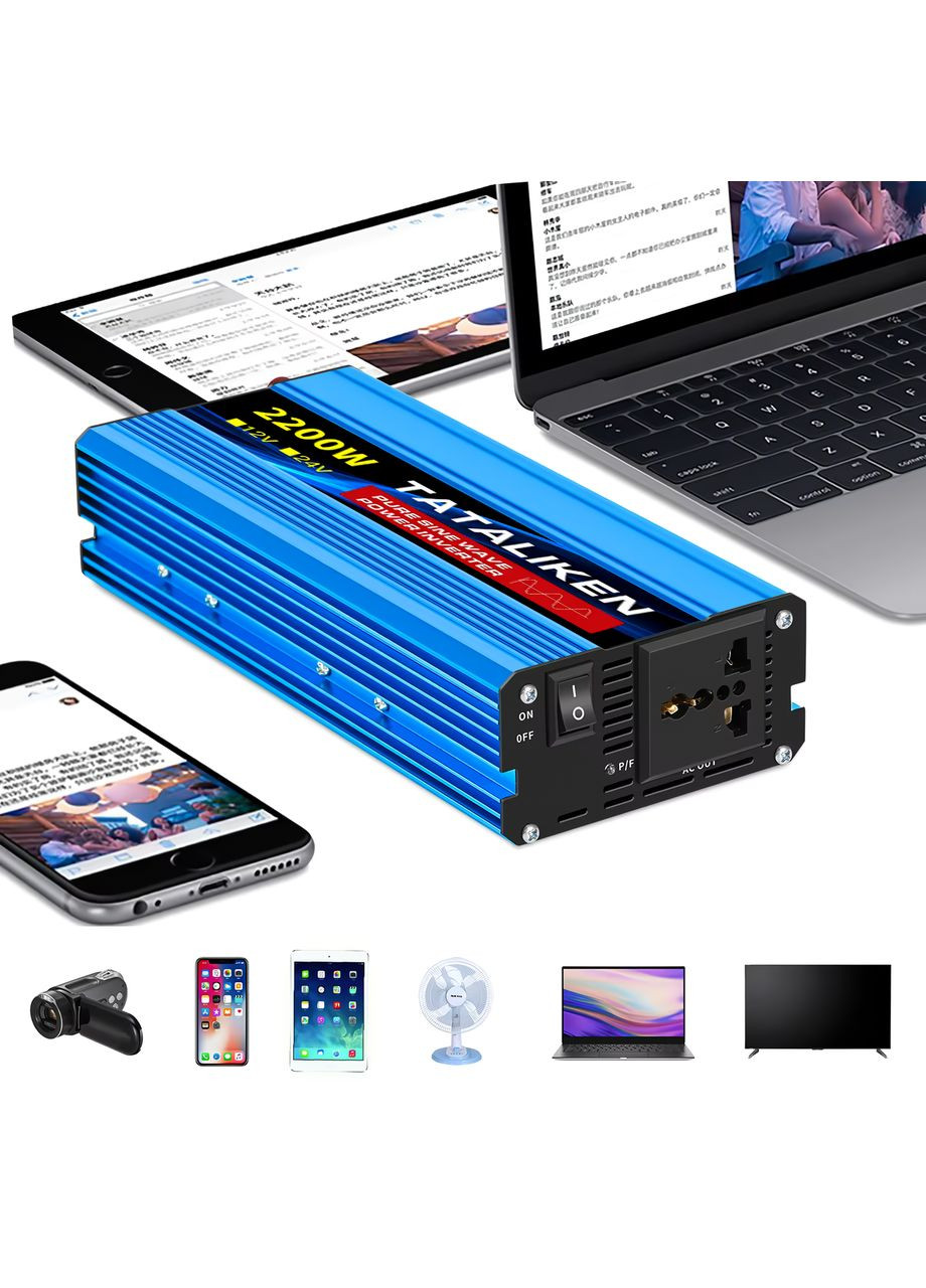 Інвертор 1000w/2200w 12-220v чистий (правильний) синус pure sine перетворювач напруги 12в 220в Tataliken (350947321)