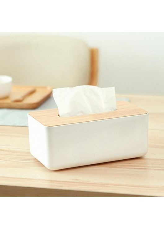 Бокс для салфеток білий пластиковий серветниця для кухні компактний органайзер для столового приладдя ProDobro (365440457)