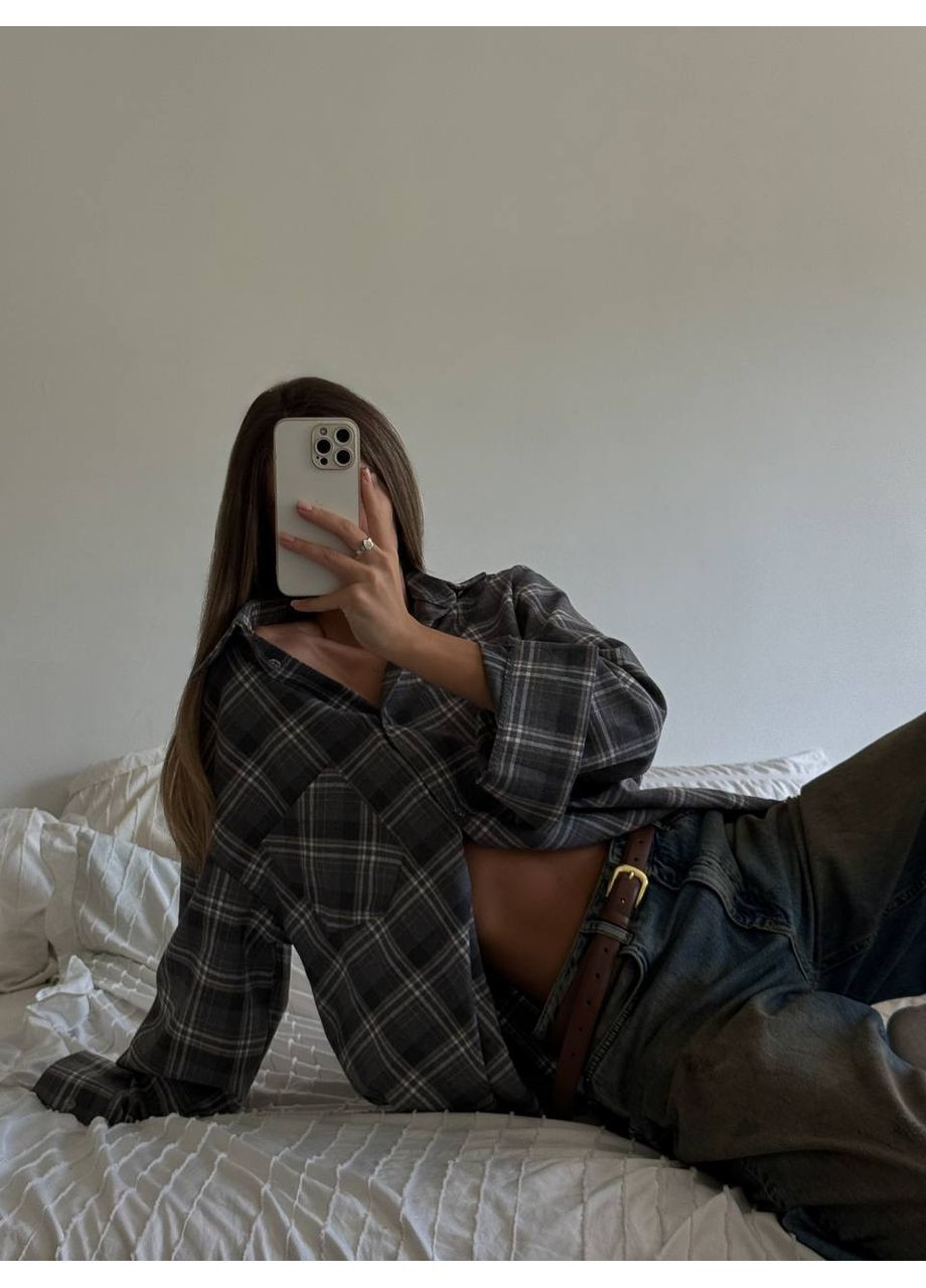 Серая повседневный, кэжуал рубашка в клетку Vakko с длинным рукавом