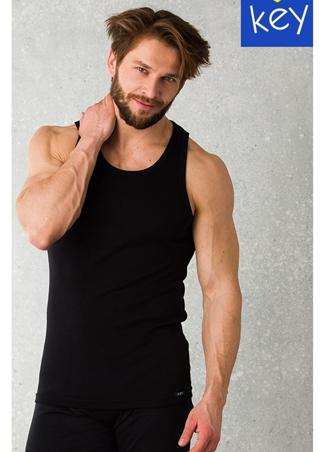 Черная майка мужская хлопковая mvs 012 Key