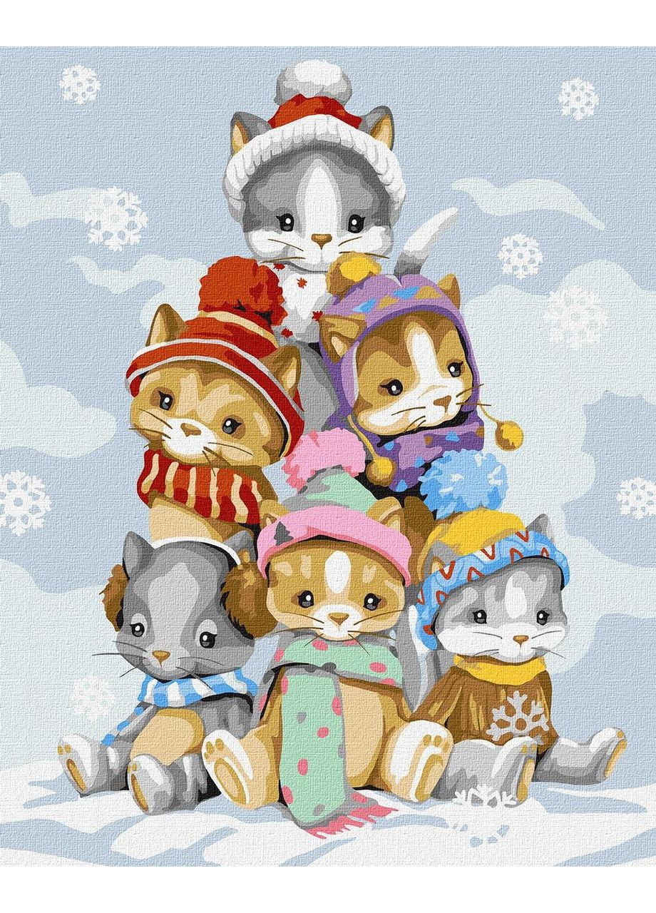 Картина за номерами - Пухнастики взимку 4823104351184 Ідейка (372711372)