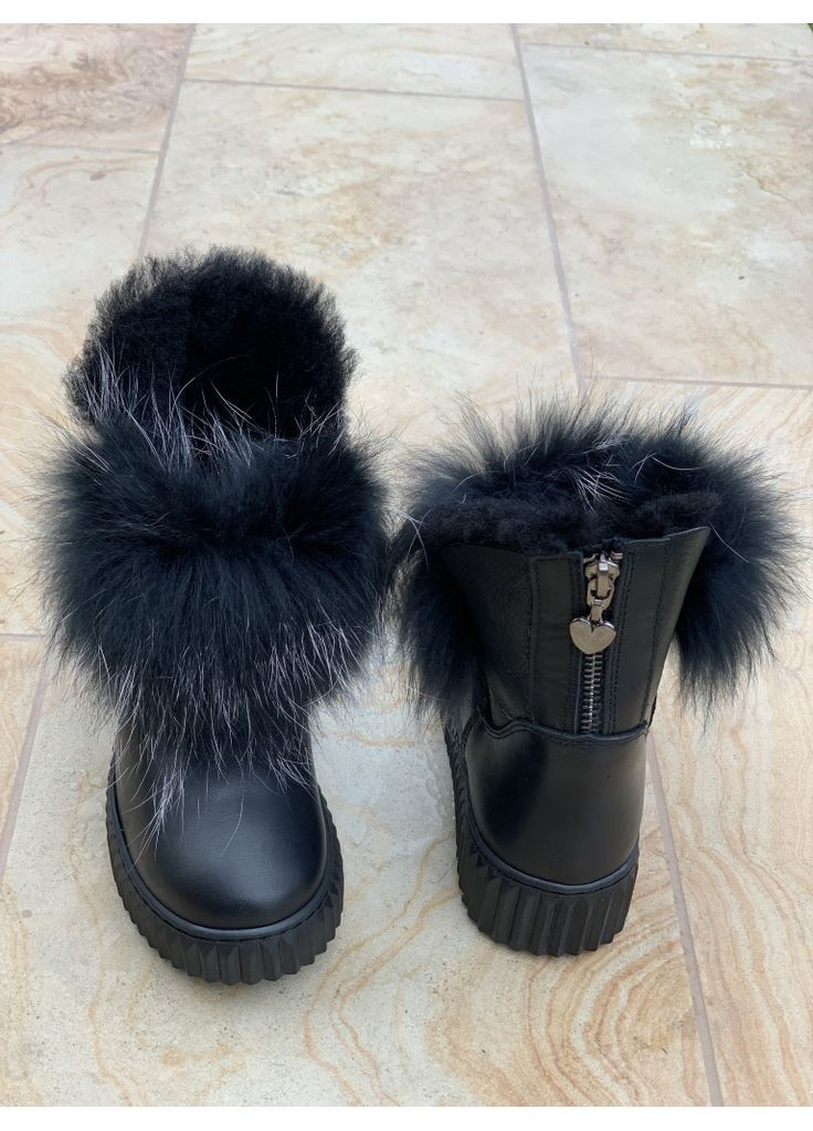 Черные ботинки зимние 2002 для девочек чёрные. размер 31 Topitop