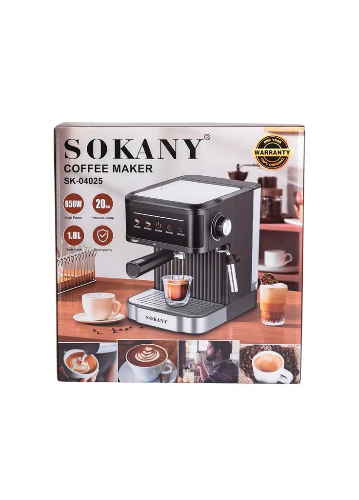 Рожковая кофеварка c капучинатором кофемашина с функцией сбивания молока (K6914) Sokany (361385275)