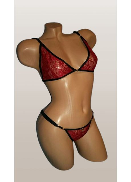 Бордовый демисезонный комплект белья «виктория» s-l бордовый No Brand