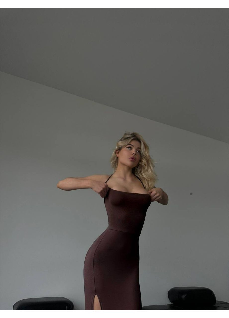 Коричнева святковий, вечірня, кежуал жіноча сукня силуетна силуетна Style Point однотонна