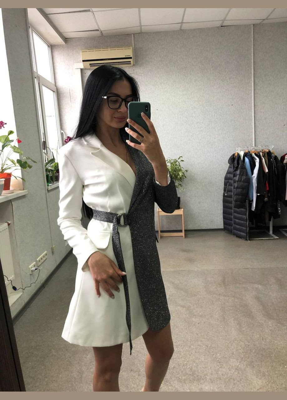 Білий повсякденний, святковий, коктейльна жіноча ошатна сукня-піджак туреччина No Brand